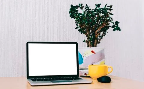 Laptop On Table Stock Photos