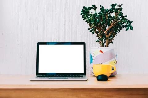 Laptop On Table Stock Photos