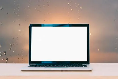 Laptop On Table Foto stock