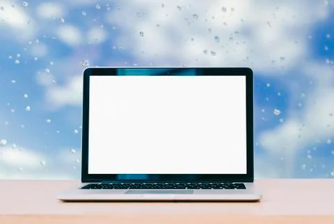 Laptop On Table Stock Photos