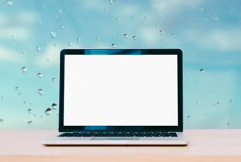 Laptop On Table Stock Photos