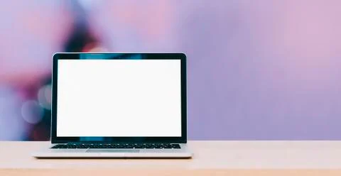 Laptop On Table Stock Photos