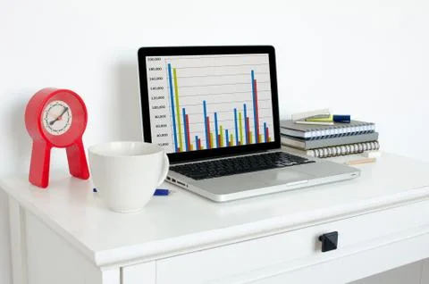 Laptop on table Foto stock