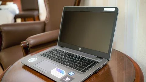 Laptop on table Stock Photos