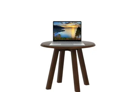 Laptop on the table for wallpaper on a white background Stock Illustration