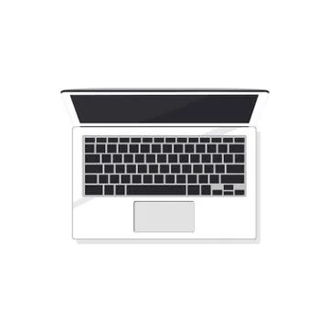 Laptop on table. Work online. Office desktop. Open computer. Vector graphic Stock Illustration
