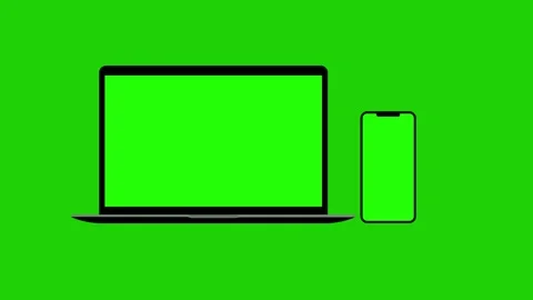Laptop, tablet, and mobile device mockup with green screen Stock Footage 308806444