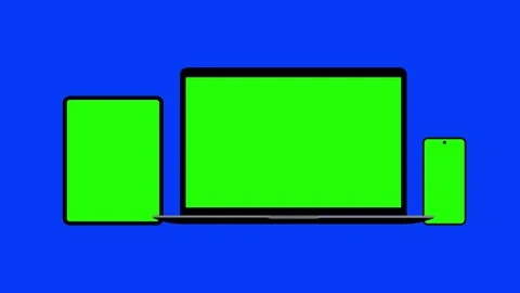 Laptop, tablet, and mobile device mockup with green screen Stock Footage 308806539