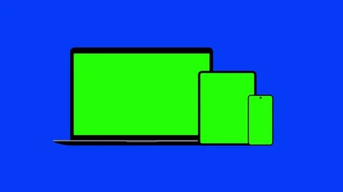 Laptop, tablet and mobile device mockup with green screen laptop tablet Stock Footage 308806540