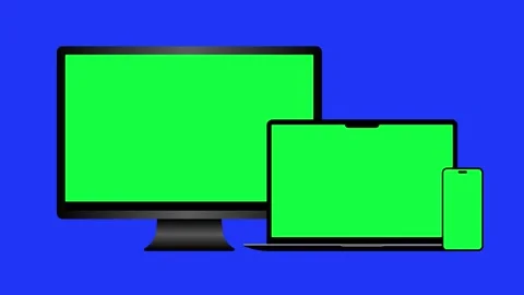 Laptop, tablet, and mobile device mockup with green screen Stock Footage 308806547