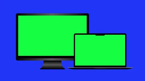 Laptop, tablet, and mobile device mockup with green screen Stock Footage 308806550