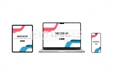 Laptop, tablet, and smartphone mockup PSD Template