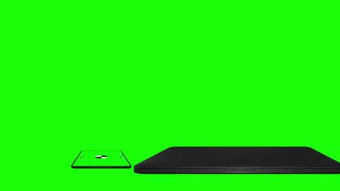 Laptop, tablet computer with green screens. 3D animation for presentation on Stock Illustration