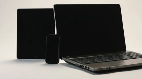 LAPTOP TABLET SMARTPHONE ON WHITE Stock Footage 35349693