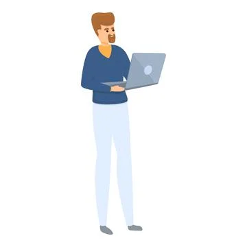 Laptop task schedule icon, cartoon style Stock Illustration