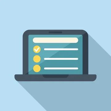 Laptop task schedule icon flat vector. Agenda busy 스톡 일러스트