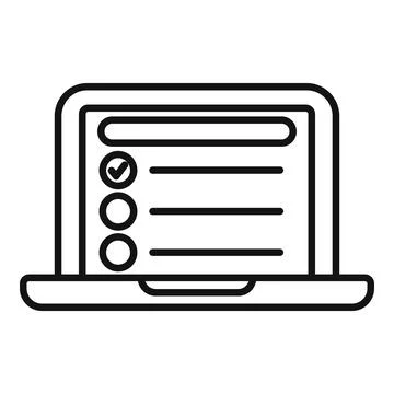 Laptop task schedule icon outline vector. Agenda busy Stock Illustration