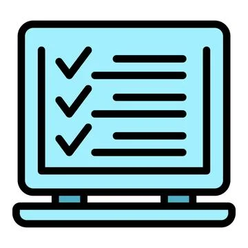 Laptop task schedule icon vector flat Stock Illustration
