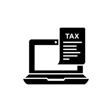 Laptop with tax document remote work finance compliance icon Stock Illustration