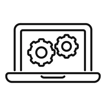 Laptop technical document icon outline vector. Paper manual Stock Illustration