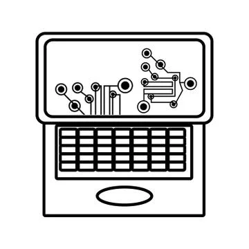 Laptop technology circuit electronic linear Stock Illustration