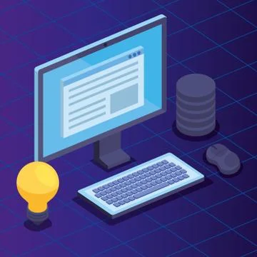 Laptop technology with digital document and hard storage server 스톡 일러스트