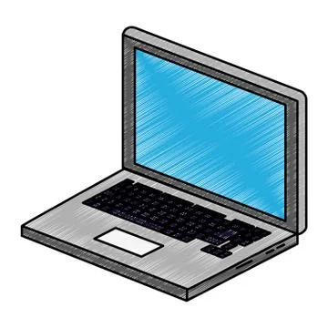 Laptop technology isolated scribble 스톡 일러스트