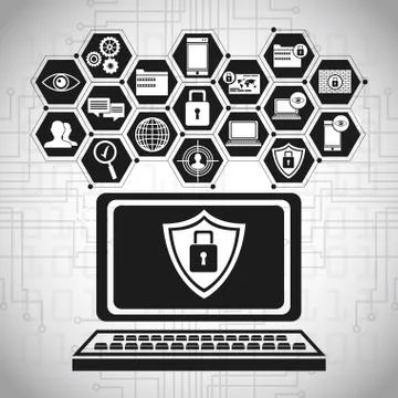Laptop technology security data Stock Illustration
