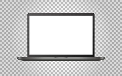 Laptop template on transparent backdrop. Modern computer with white screen Stock Illustration