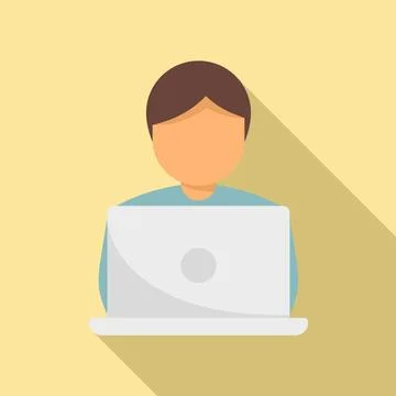 Laptop testing software icon, flat style Stock Illustration