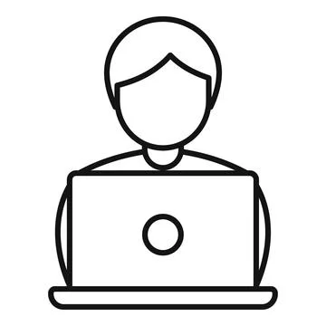 Laptop testing software icon, outline style Illustrazione stock