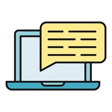 Laptop with text message chat bubble notification Stock Illustration