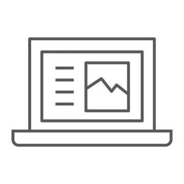 Laptop thin line icon, computer and digital Stock Illustration