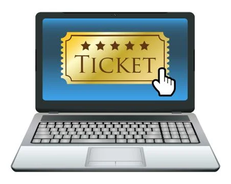Laptop with ticket on screen Stock Illustration