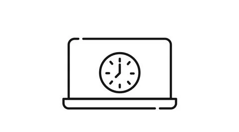 Laptop time management icon Ilustração Stock