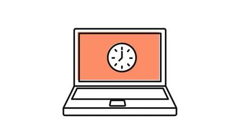 Laptop time management icon Stock Illustration