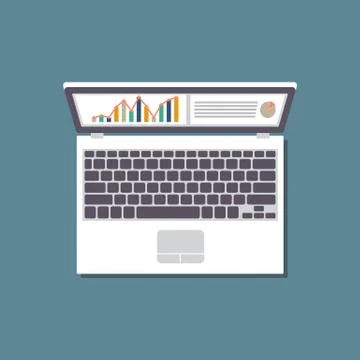 Laptop top view. Flat design Illustrazione stock