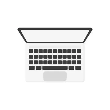 Laptop top view in flat style, vector Stock Illustration