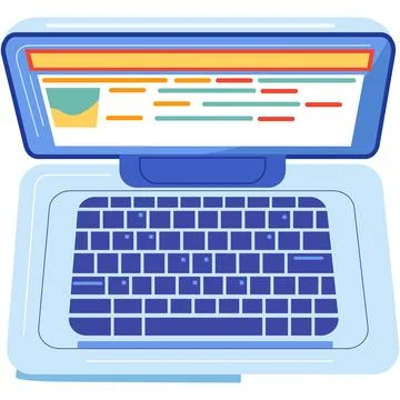 Laptop with top view on keyboard isolated vector 库存插图