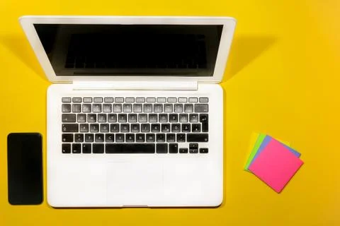 Laptop top view Stock Photos