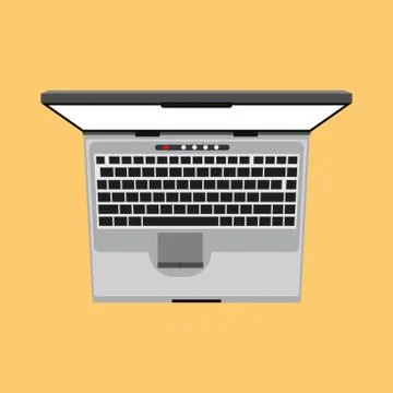 Laptop top view vector icon business screen blank. Above notebook flat displa Stock Illustration