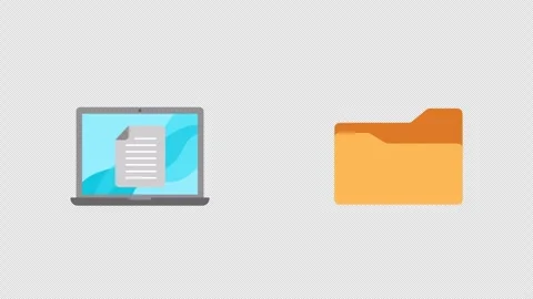 Laptop transferring data documents into folder storage mechanism seamless lo Stock Footage 335471950