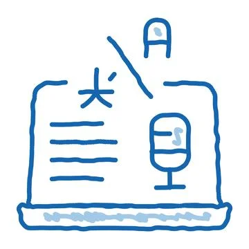 Laptop Translation Program doodle icon hand drawn illustration Stockillustratie