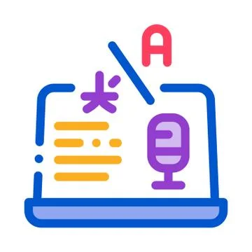 Laptop Translation Program Icon Thin Line Vector Stockillustratie