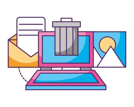 Laptop trash can archive data storage Stock Illustration