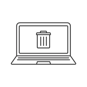 Laptop trash linear icon Stock Illustration