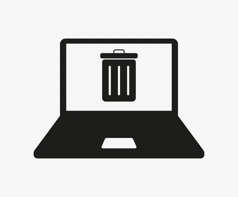 Laptop with trash vector icon on white background Stock-Illustration