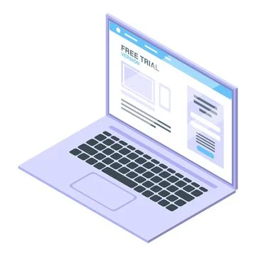 Laptop trial version icon, isometric style 스톡 일러스트