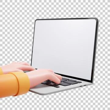 Laptop Typing 2 Hand Stock Illustration