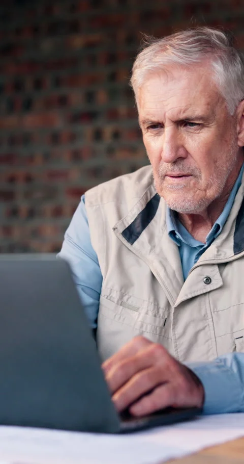 Laptop, typing and architect man with internet for civil engineering, research Stock Footage 340899858